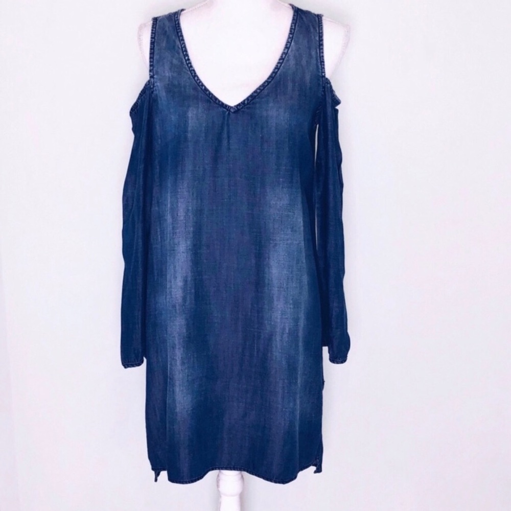 Bella Dahl cold shoulder long sleeve Tencel dress